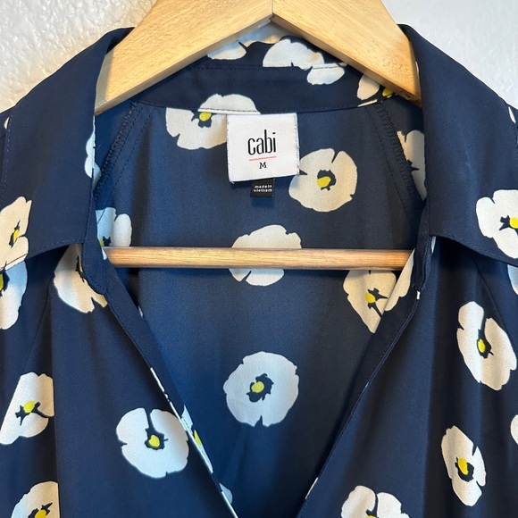 CAbi Navy Blouse with White Floral Design - Picture 2 of 4